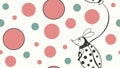 Cute Mouse with Balloon and Polka Dots, Playful Seamless Vector, vector design Generative AI Royalty Free Stock Photo