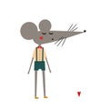 Cute mouse boy on white background. Royalty Free Stock Photo