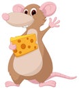 Cute mouse cartoon with cheese Royalty Free Stock Photo