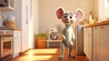 Cute Mouse Character In Aykut Aydogdu Style Kitchen Illustration