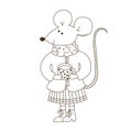 Cute mouse character doodle vector illustration Royalty Free Stock Photo