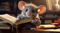 Scholarly Mouse Reading a Book