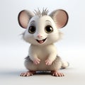 Playful Caricature Of A White Mouse With Big Eyes