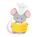 Cute mouse chef flat vector illustration Royalty Free Stock Photo