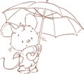 Cute mouse coloring page. Fall outlined clipart.