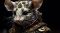 Hyper-detailed Sculpted Rat With Ornament And Mask