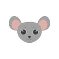 Cute mouse face, grey mice or rat portrait, comic animal mascot for avatar