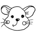 Cute mouse face icon. Vector illustration. Doodle rat logo. Royalty Free Stock Photo