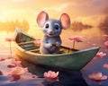 cute mouse in a fantasy boat.