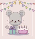 Cute mouse happy birthday card Royalty Free Stock Photo