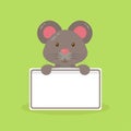 Cute Mouse Holding Blank Text Board Royalty Free Stock Photo