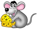 Cute mouse holding cheese