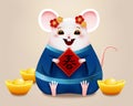 Cute mouse holding spring couplet