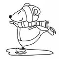 Cute mouse ice skating cartoon illustration pattern white background Royalty Free Stock Photo