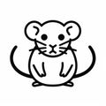 Cute Mouse Icon In Sopheap Pich Style: Black And White Illustration Royalty Free Stock Photo