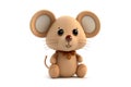 Cute mouse isolated on white, stuffed toy, generative ai