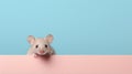 Cute Mouse Peeking Over Minimalist Background