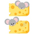 Cute mouse pick out of cheese set isolated on white background. Royalty Free Stock Photo