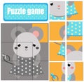 Cute mouse puzzle for toddlers. Match pieces and complete the picture. Educational game for children