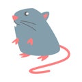 cute mouse or rat is sniffing in flat cartoon style. mice, rat, animal, rodent. vector graphic.