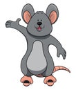 Cute Mouse Say Hello Cartoon Color Illustration