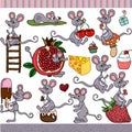 Cute mouse set digital elements Royalty Free Stock Photo