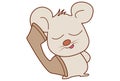 Cute mouse talking on the telephone.