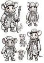 Cute mouse traveler set of stickers
