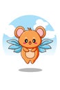 Cute mouse with wings animal cartoon illustration