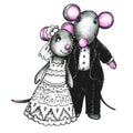 Cute mouses in love