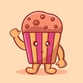 Cute muffin cake mascot smile isolated cartoon in flat style