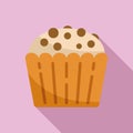 Cute muffin icon flat vector. Cake food