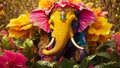 Cute multi-colored elephant in the form of the god Ganesha celebration religion traditional