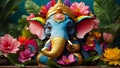 Cute multi-colored elephant in the form of the god Ganesha ceremony religion traditional