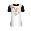 T-shirt. Cute multi-colored flowers. . Vector illustration