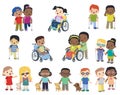 Cute Multi Ethnic Smiling Children with Disabilities Set