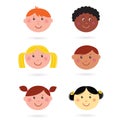 Cute multicultural children heads icons Royalty Free Stock Photo