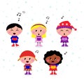 Cute multicultural singing & caroling Kids