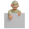 Cute Mummy 3D Cartoon Design with pointed hands on a white paper