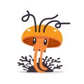 Cute mushroom. Cartoon fungus cordyceps. Mushroom spread concept