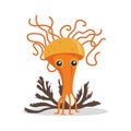 Cute mushroom. Cartoon fungus cordyceps. Mushroom spread concept