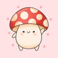Cute mushroom cartoon hand drawn style
