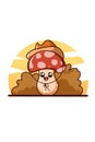 Cute mushroom with cowboy hat cartoon illustration Royalty Free Stock Photo