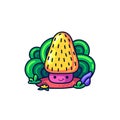 Cute mushroom in doodle style