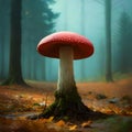 Cute mushroom growing wild - ai generated image Royalty Free Stock Photo