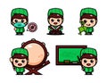 Cute muslim boy character design with many expression. Islamic character cartoon