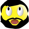 Cute muslim emoticon, emoji with mustache and beard - illustration