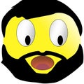 Cute muslim emoticon, emoji with mustache and beard - illustration