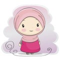 A Cute Muslim Girl Cartoon illustration