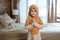 Muslim girl welcoming ramadan